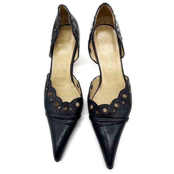 Y2K Mercedeh Monte Carlo Black Eyelet Kitten Heels Size 36.5 - Picture 2 of 6